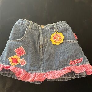 Vintage Strawberry Shortcake Denim Skirt Sz 2T Skort Pink Accents